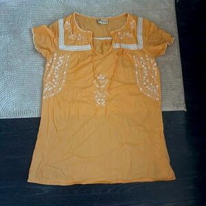 Embroidered Cotton gauze Tangergine Top Medium
